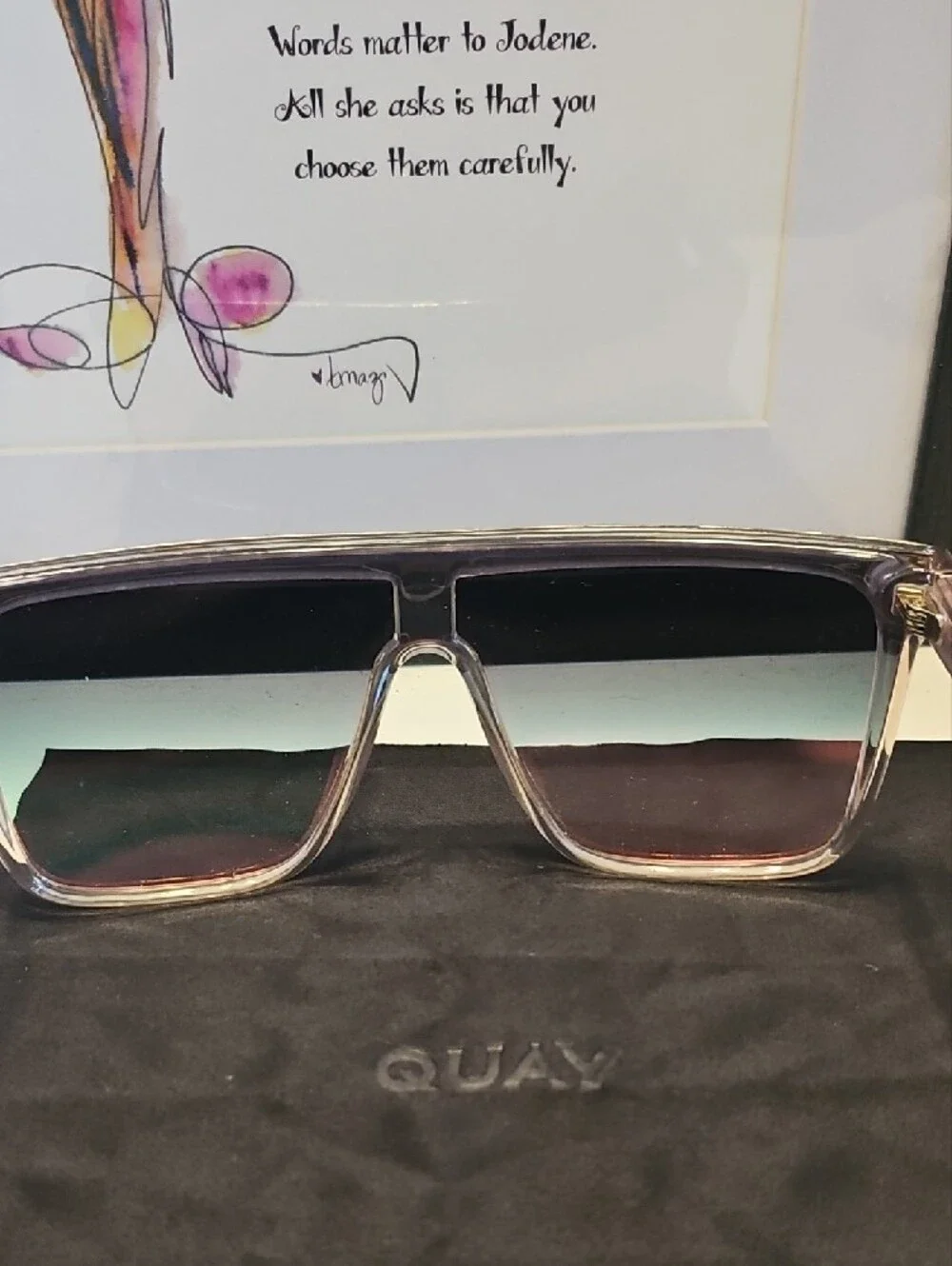Quay Australia Shield Sunglasses with Pink-Orange Gradient Lens